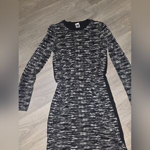 Missoni Black & White Marled Long-Sleeve Knit Dress